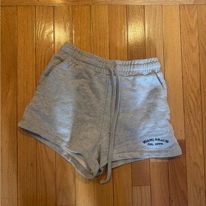Zara Gray Athletic Shorts with Miami Beach Embroidery